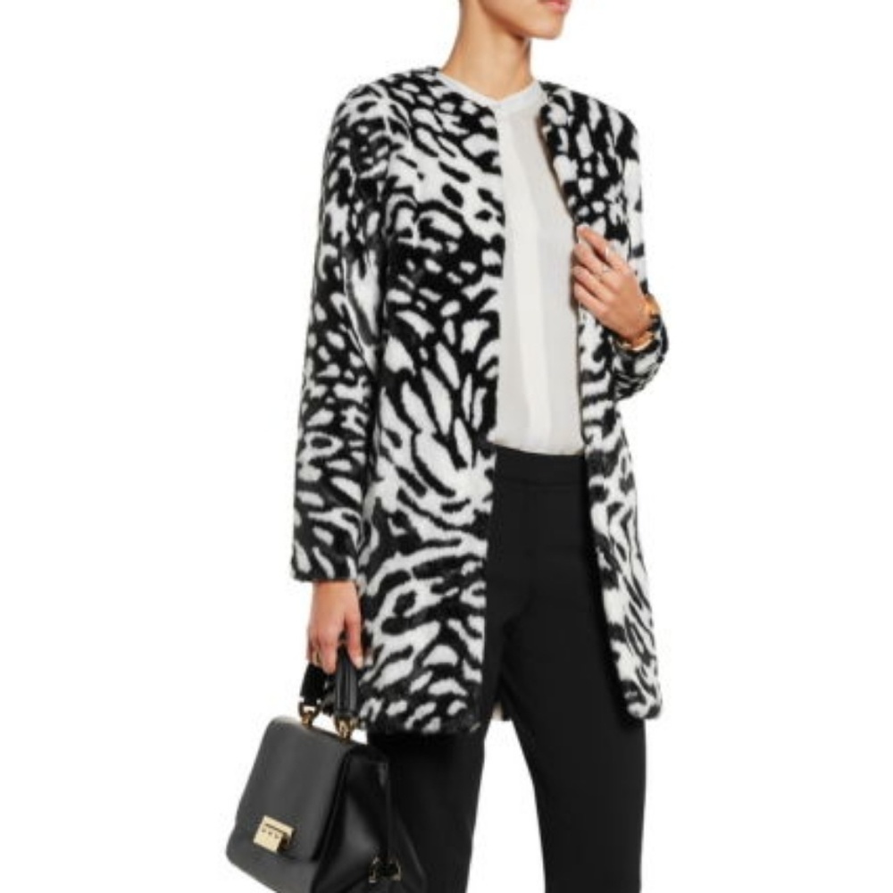 Leopard print faux fur coat